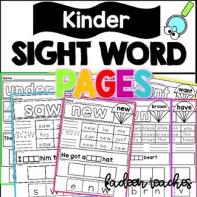 SIGHT WORD PRACTICE PAGES-KINDERGARTEN