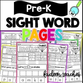 SIGHT WORD PRACTICE PAGES-PRE-K